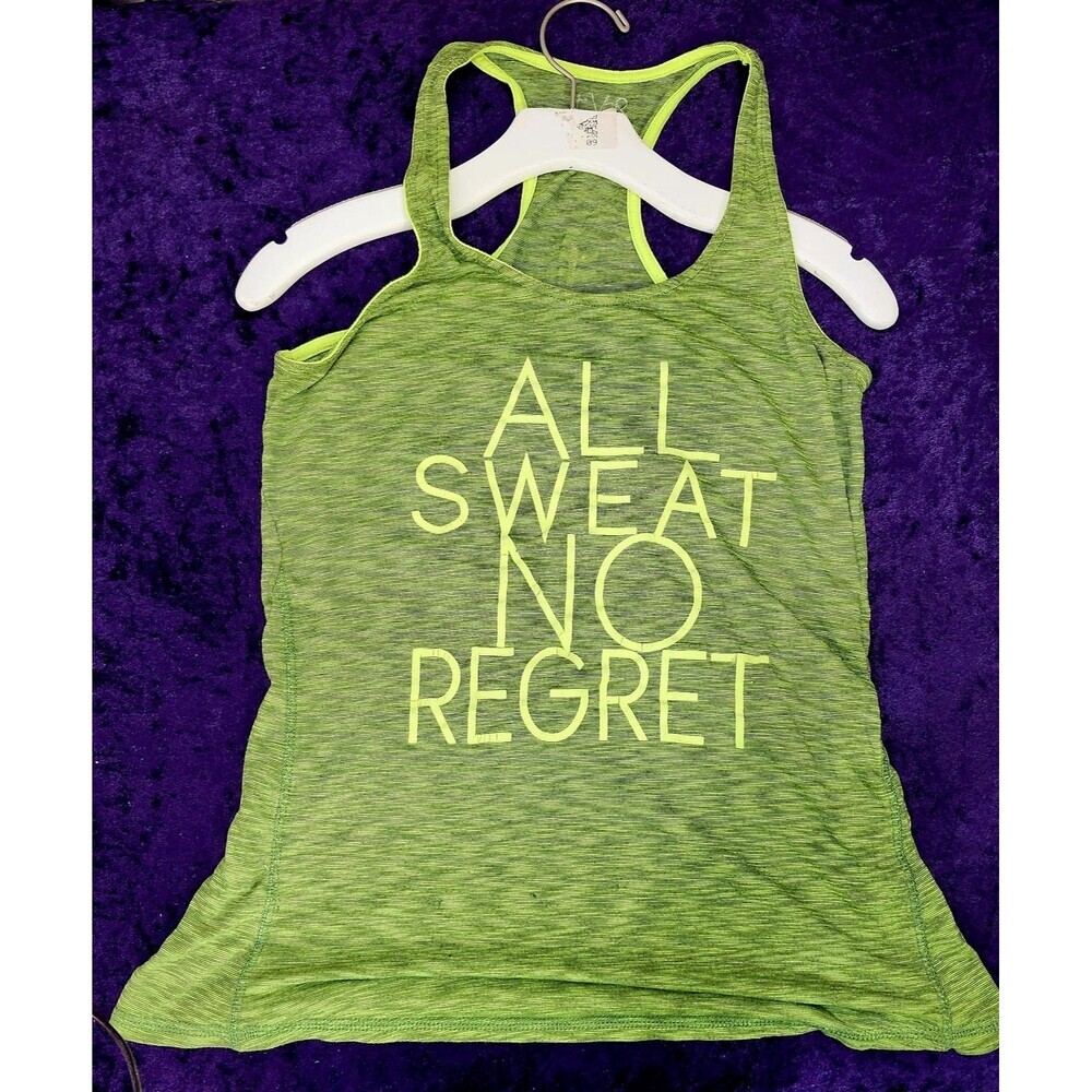 EVcR Womens Green Yellow Sleeveless Razorback Tank Top Cotton Size XL